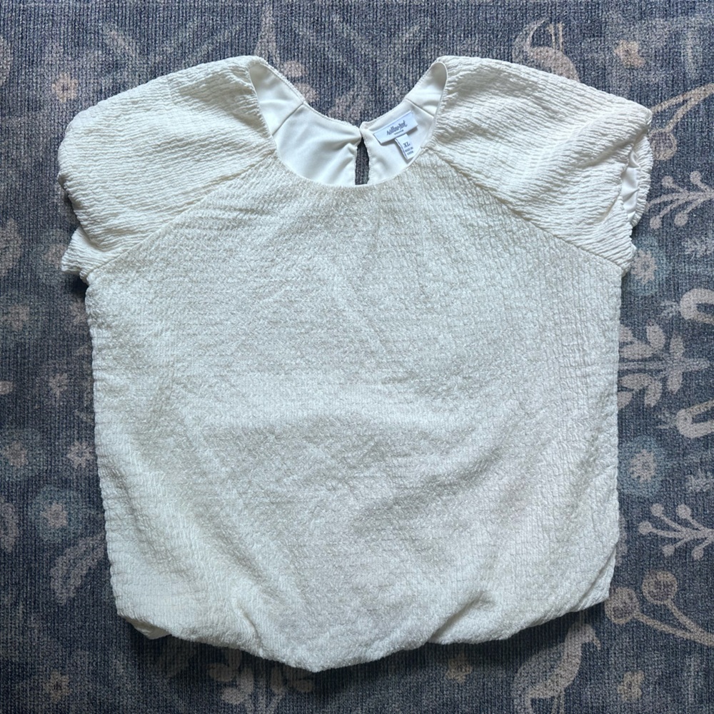 Willow & Root Youth Elegant Cream Textured Kids Blouse